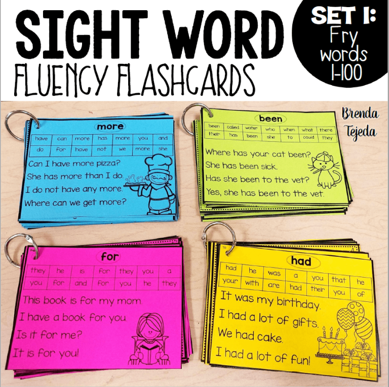 Sight Words Practice Fluency Flash cards: High-frequency FRY Words 1 ...