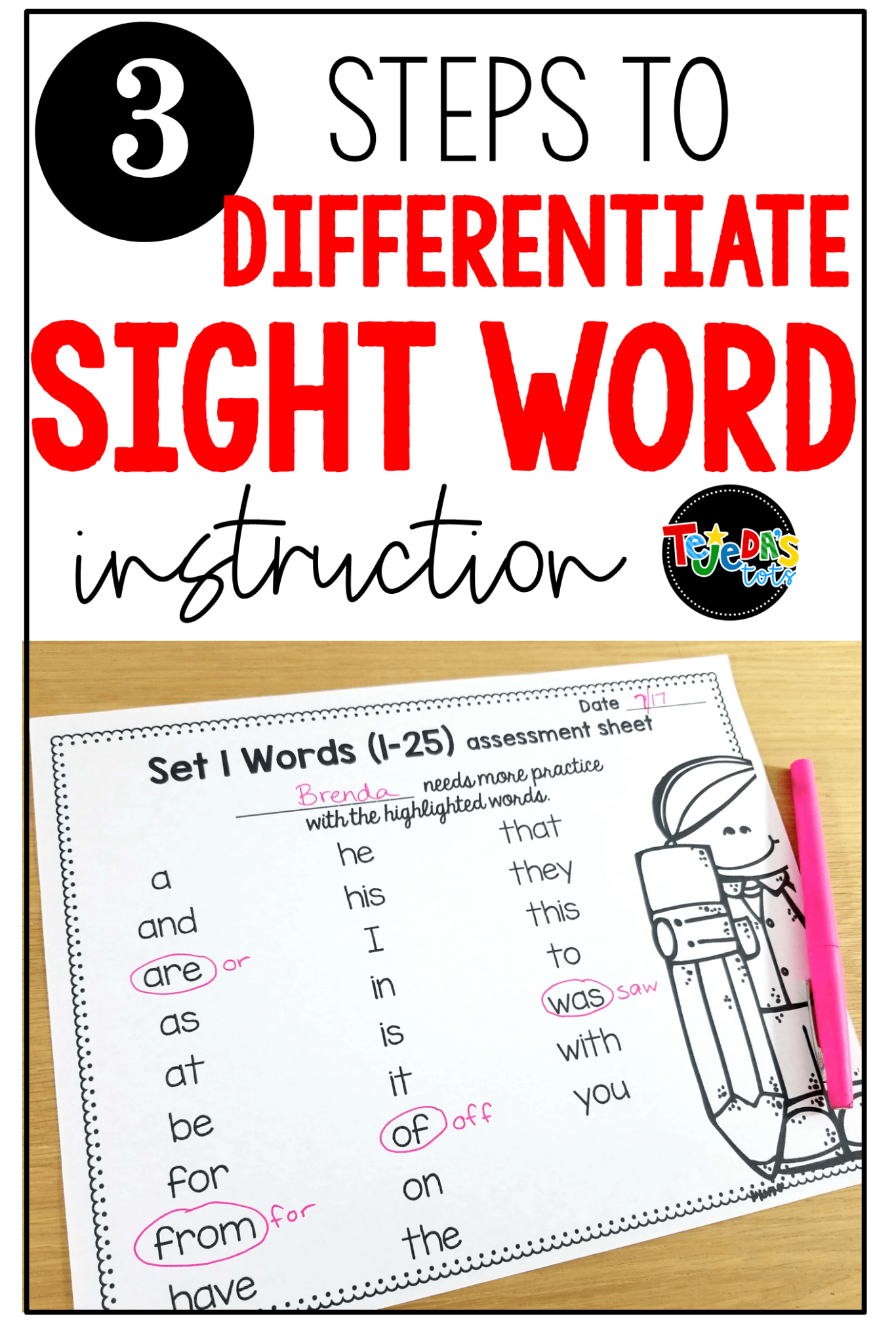 Differentiating Sight Word Instruction in 3 Easy Steps