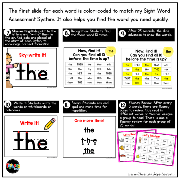 Multisensory Sight Word Practice : Body Spelling 198 words