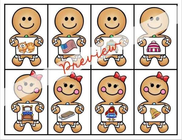 Gingerbread Short Vowel Sort: Differentiated!