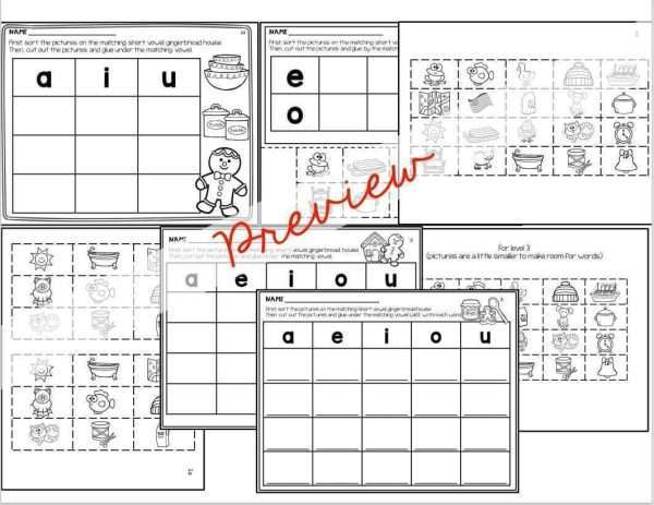 Gingerbread Short Vowel Sort: Differentiated!