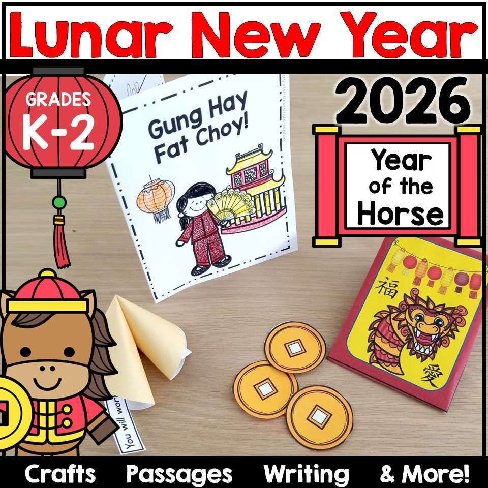 Lunar New Year 2026 Chinese New Year of the Horse Lantern Craft Writing Activity - Image 1