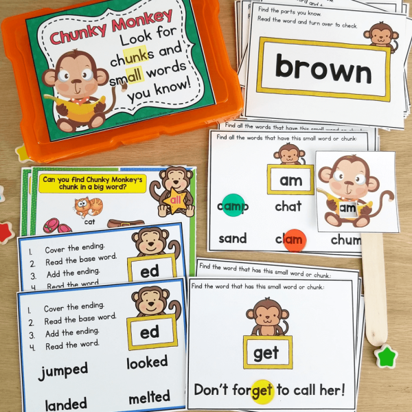 Chunky Monkey Reading Strategy: Lesson Plan, Center, PowerPoint: CC Aligned!