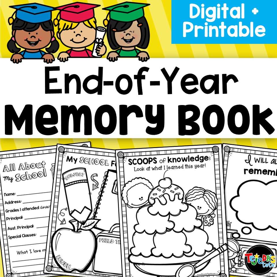 End of Year Memory Book Scrapbook Kindergarten Graduation Craft First Grade - Image 1