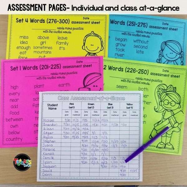 Sight Word Sentence Flashcards and Assessment System