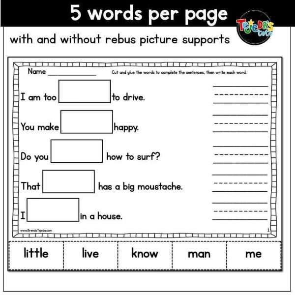 Sight Word Cloze Sheets Set 2: Fry Words 101-200