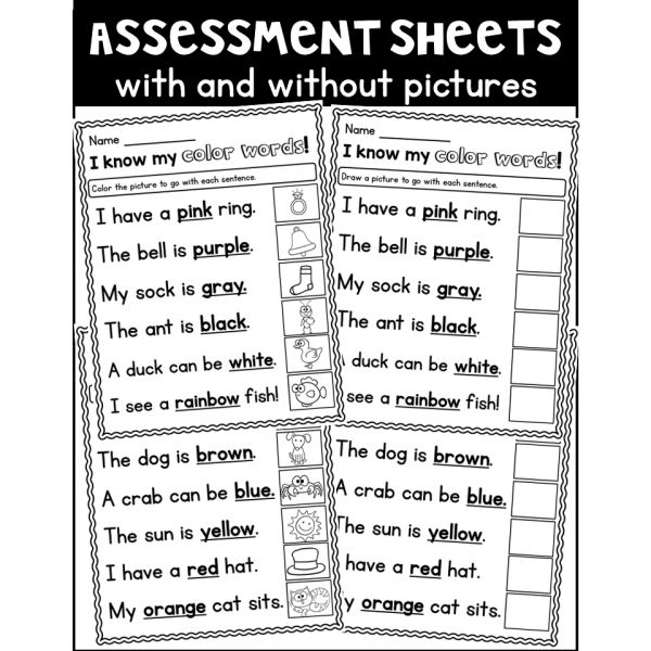 Color Words: Practice Pages, Posters, Assessment