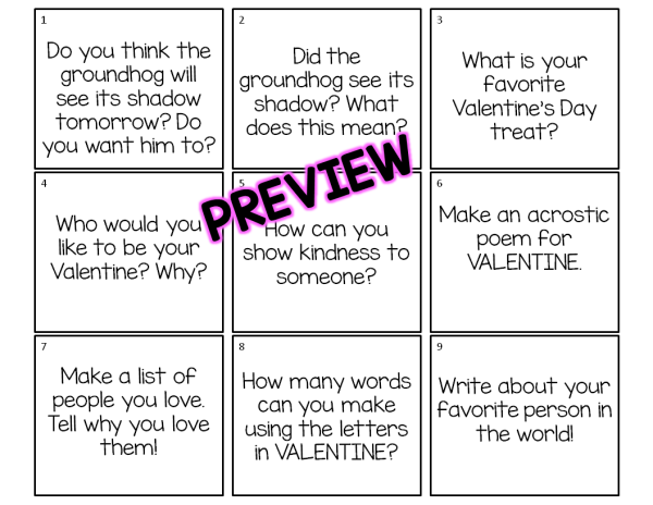 February Writing: Prompts & Journal
