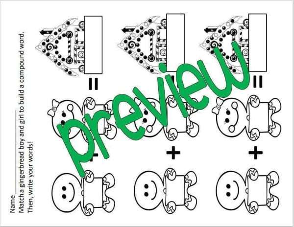 Gingerbread Compound Words Center