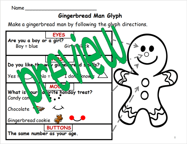 Gingerbread Man Glyph: Art, Writing, and Math Activity