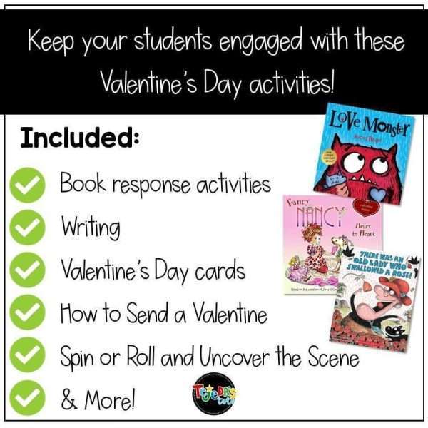 Valentine's Day Literacy Activities Pack No-prep Valentine Cards Writing