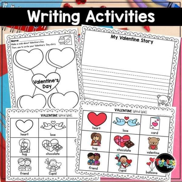 Valentine's Day Literacy Activities Pack No-prep Valentine Cards Writing