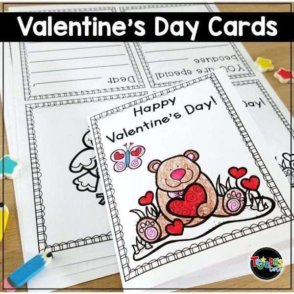 Valentine's Day Literacy Activities Pack No-prep Valentine Cards Writing