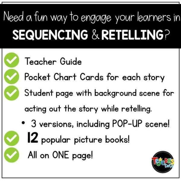 Sequencing and Story Retell Pop-ups and Pocket Chart Cards SET 2