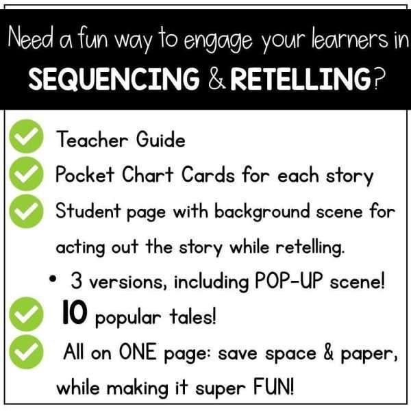 Sequencing and Story Retell Pop-ups and Pocket Chart Cards Fairy Tales