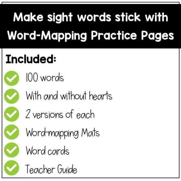 Word Mapping Sight Word Practice Pages