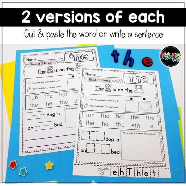Word Mapping Sight Word Practice Pages
