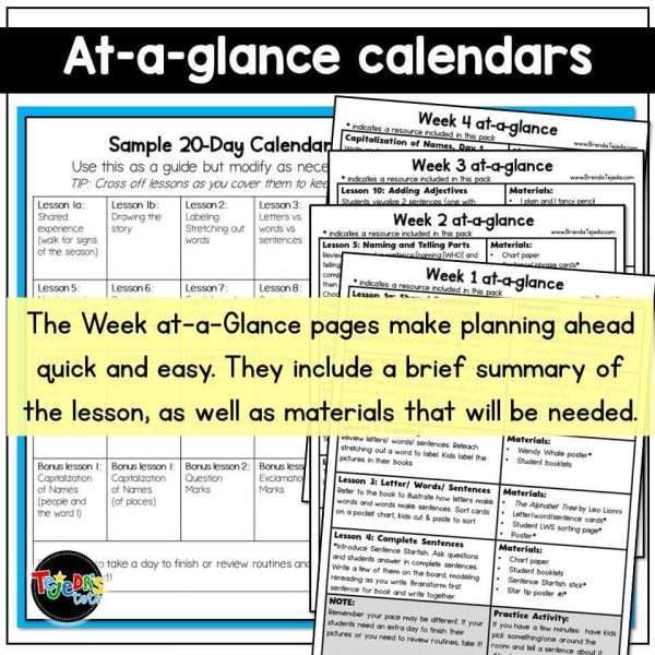 Kindergarten Writing Unit 2 - Sentences