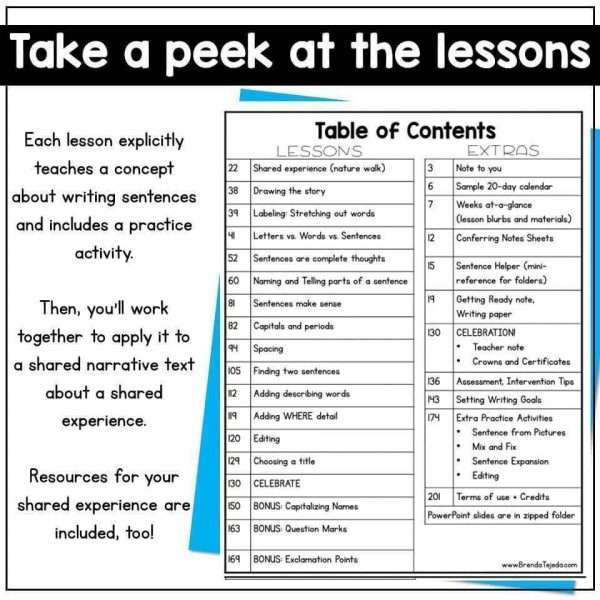 Kindergarten Writing Unit 2 - Sentences