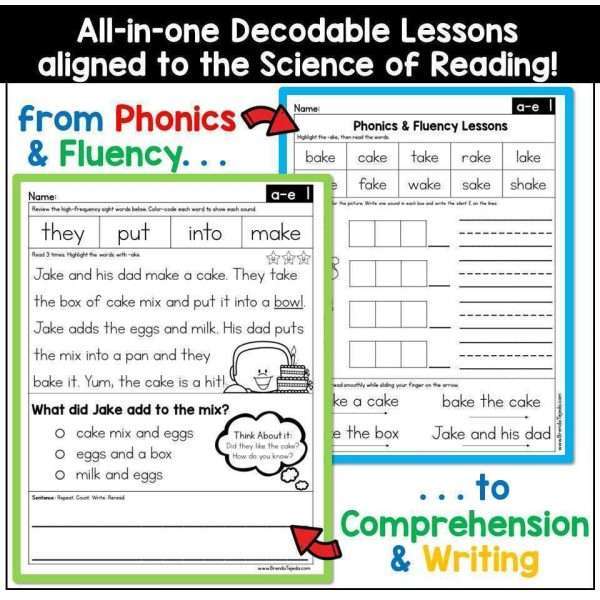 Decodable Passages: VCE Silent E Science of Reading Lessons