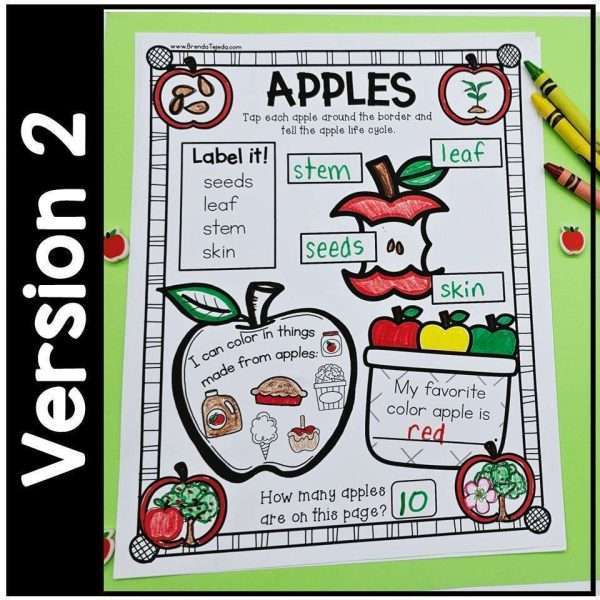 Apples Activity Mats Coloring Page | Johnny Appleseed | Kindergarten 1st Grade