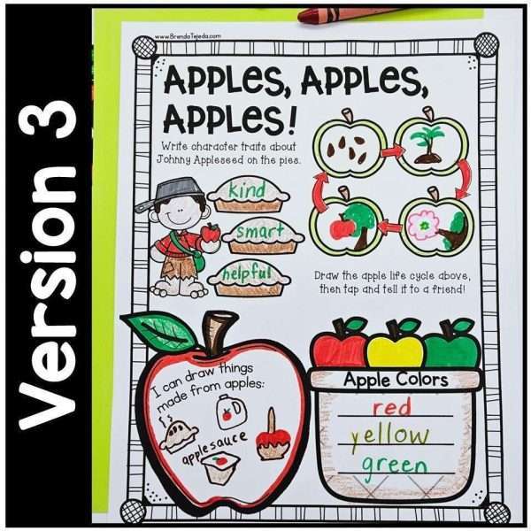 Apples Activity Mats Coloring Page | Johnny Appleseed | Kindergarten 1st Grade