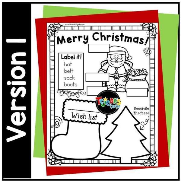 Christmas Coloring Pages Activity Posters for Kindergarten and First Grade