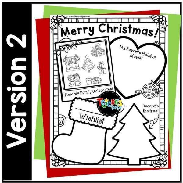 Christmas Coloring Pages Activity Posters for Kindergarten and First Grade