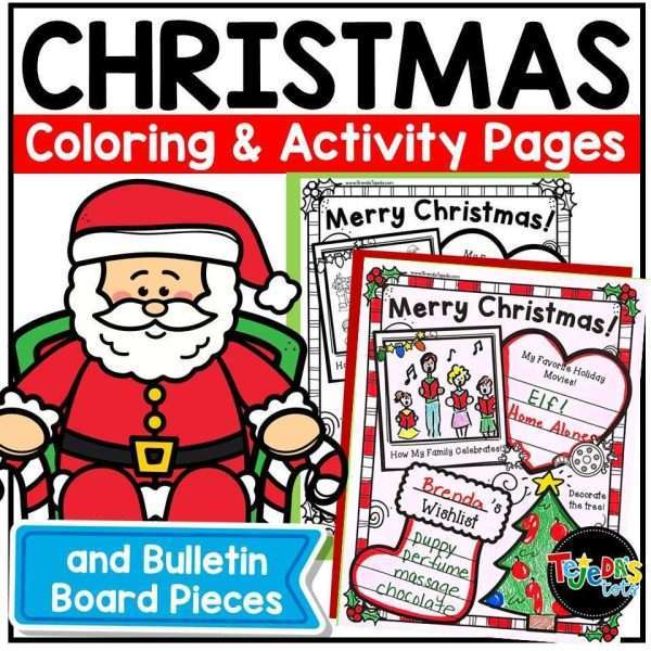 Christmas Coloring Pages Activity Posters for Kindergarten and First Grade