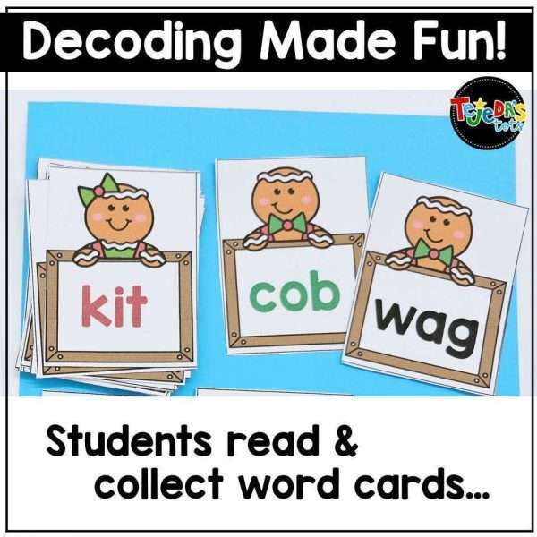 Gingerbread Man CVC and CVCE Phonics Game | 200 Word Cards