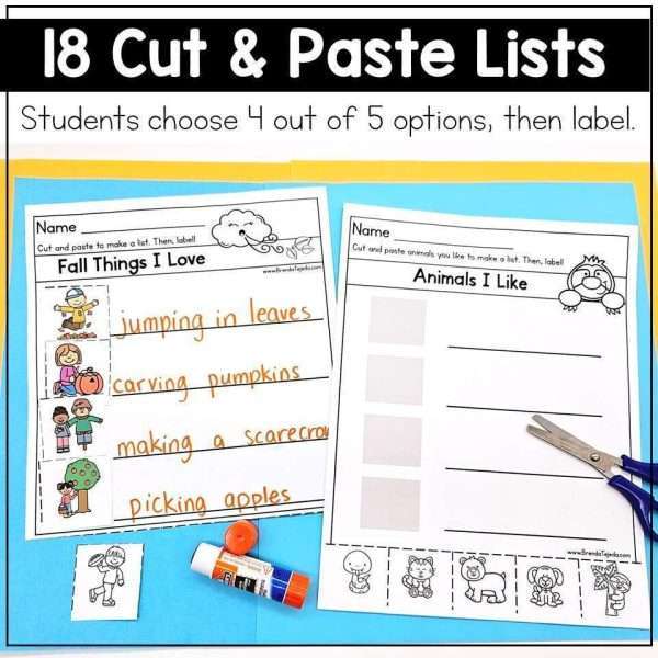 List Writing for Kindergarten and First Grade | Writer's Workshop Writing Lists