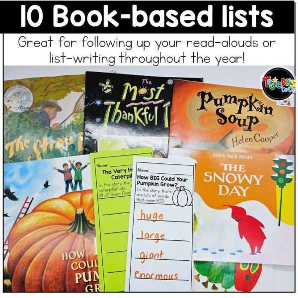 List Writing for Kindergarten and First Grade | Writer's Workshop Writing Lists