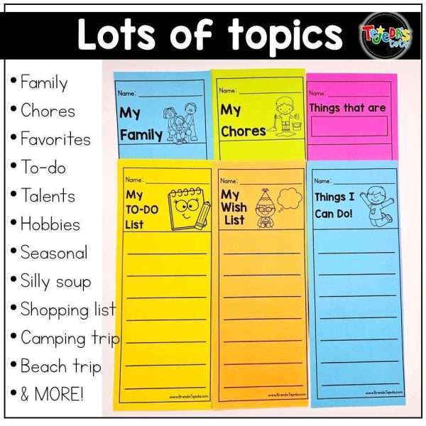List Writing for Kindergarten and First Grade | Writer's Workshop Writing Lists