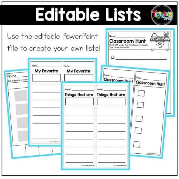 List Writing for Kindergarten and First Grade | Writer's Workshop Writing Lists