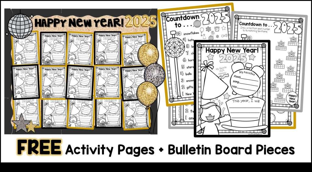 New Years 2026 Coloring Pages and New Year Bulletin Board Countdown Ball