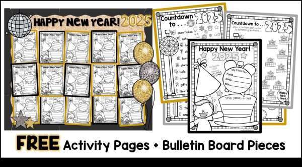 New Years 2026 Coloring Pages and New Year Bulletin Board Countdown Ball