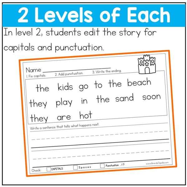Capitalization and Punctuation Worksheets Sentence Editing and Structure Summer