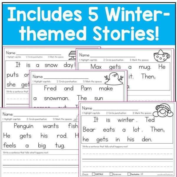 Capitalization and Punctuation Worksheets Sentence Editing and Structure Winter