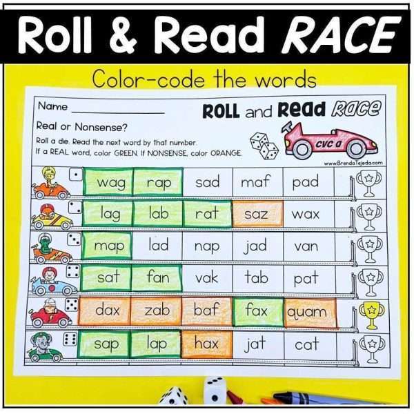 Nonsense Word Fluency Practice CVC | Nonsense Words Games and Activities
