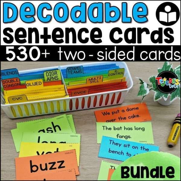 Decodable Word & Sentence Cards Science of Reading Phonics Fluency Intervention