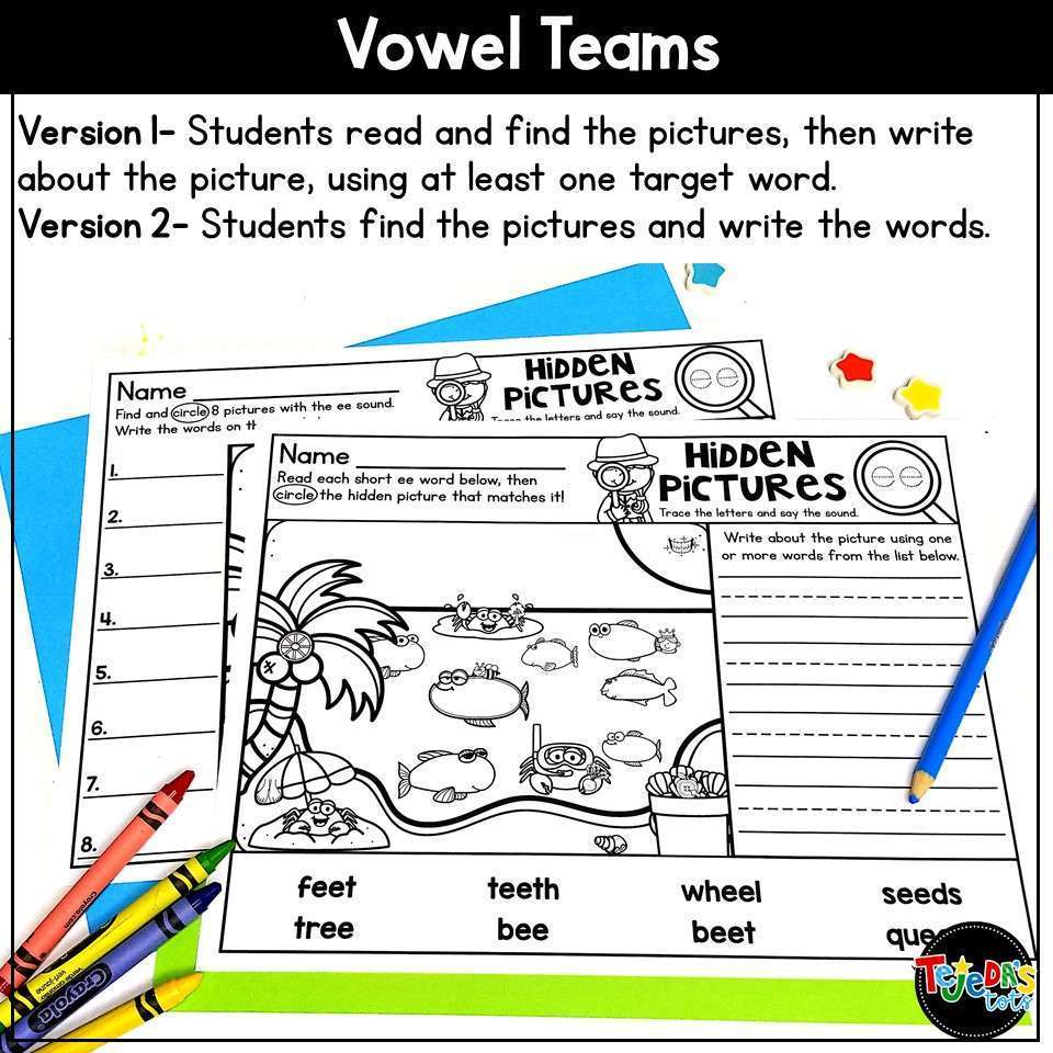 Phonics Hidden Pictures: Vowel Teams - Image 2