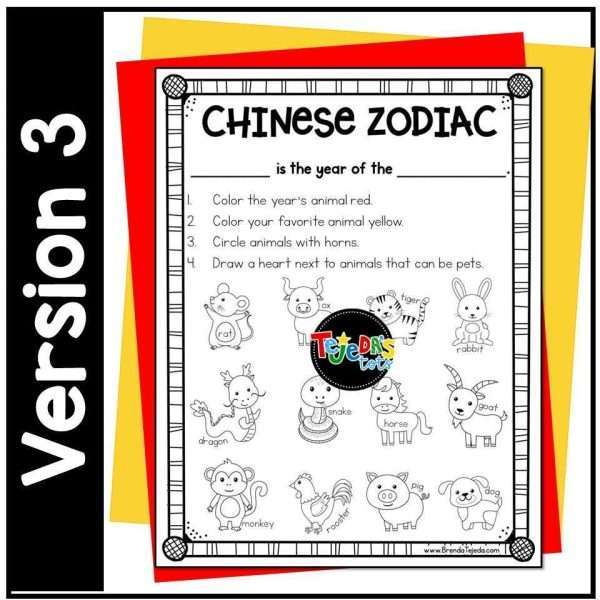 Chinese and Lunar New Year Coloring Pages Directed Drawing Activity Posters