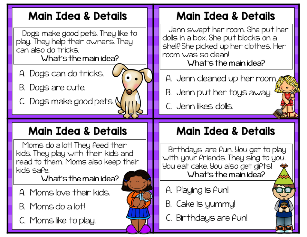 Reading Comprehension Task Cards