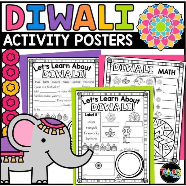 Diwali Coloring Sheet and Activity Page Diwali Posters