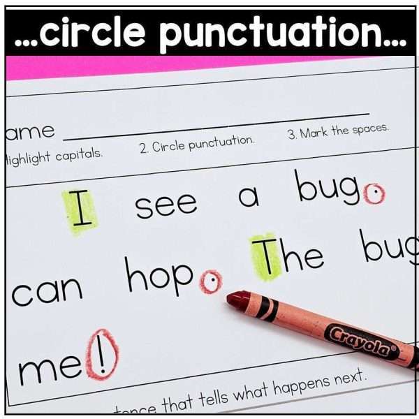 Capitalization and Punctuation Worksheets Phonics Decodable Sentences Editing