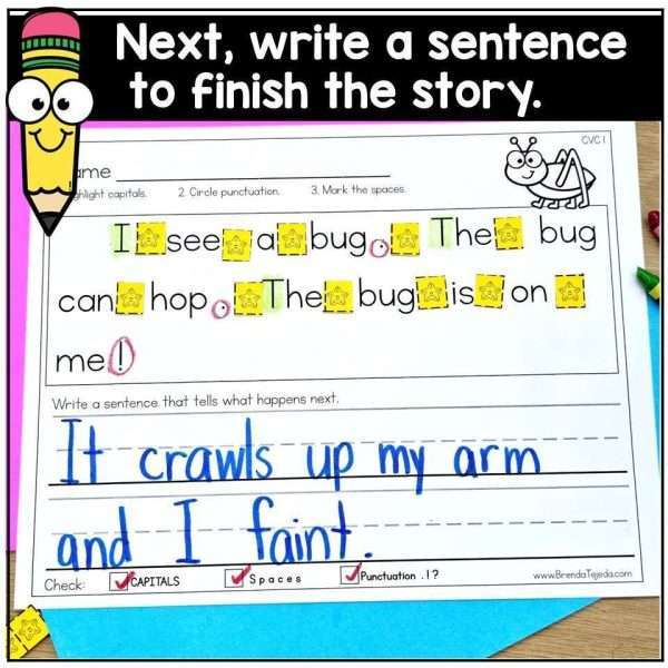 Capitalization and Punctuation Worksheets Phonics Decodable Sentences Editing