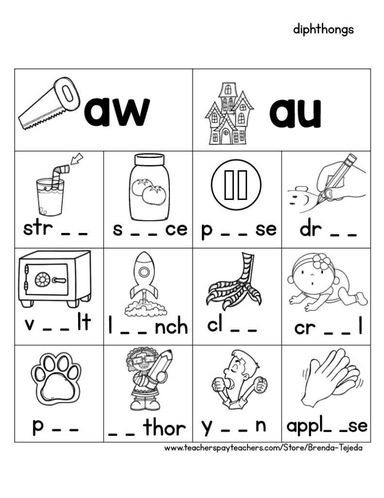 Word Work Sorts: Diphthongs