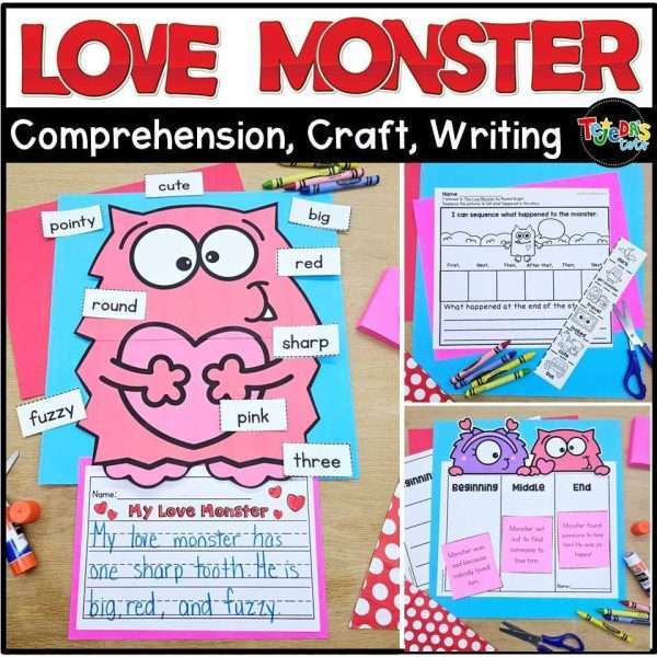 Love Monster Sequencing Craft Valentines Day Writing Read Aloud Activities