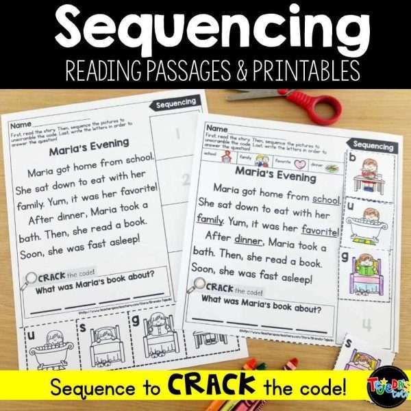 Reading Comprehension Passages and Worksheets for Teaching Sequencing 1st grade