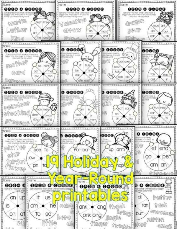 Spin-a-Chunk! Reading Strategy Practice Pages